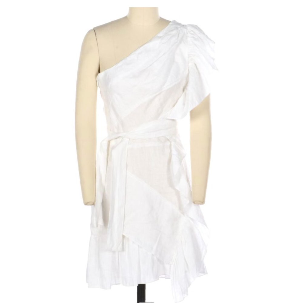 Isabel Marant Étoile One-Shoulder Ruffle Dress in Linen